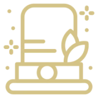 Hat icon with leaves and sparkles